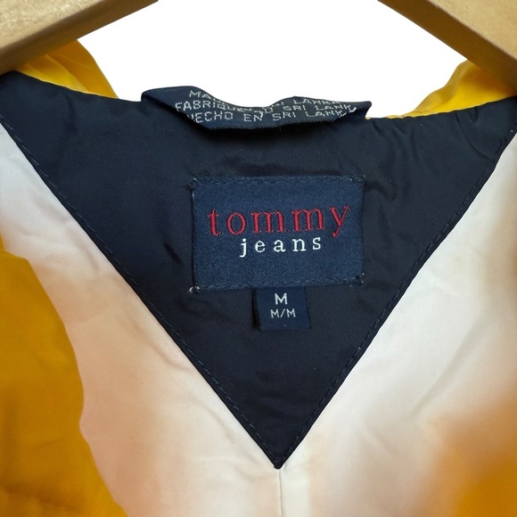 VINTAGE! Tommy Hilfiger Jeans Women’s 90s Y2K Yellow Windbreaker Jacket M Hooded - Picture 6 of 8